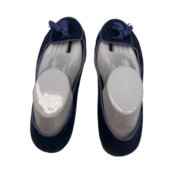 Ann Taylor Blue Suede Slip On Tassel Flats Size 9 1/2 Women’s - Picture 4 of 11